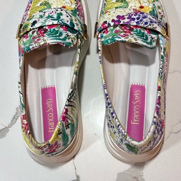 FRANCO SARTO | Women’s White Calinda Almond Toe Wedge Slip On Loafers Shoes 5M - Picture 4 of 13